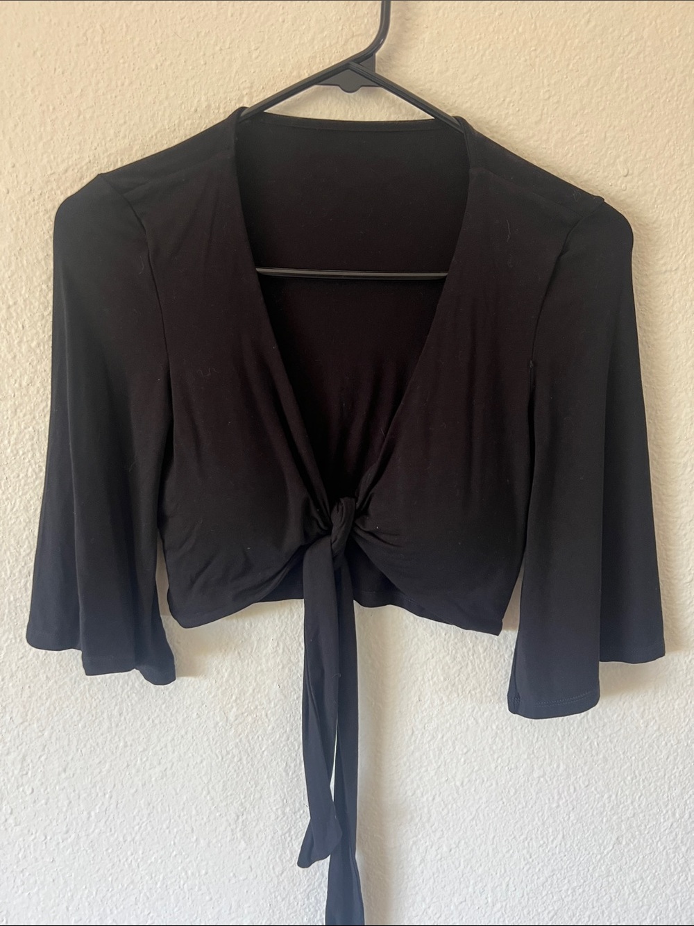 Klassy Network Brami Black Tie-Front Crop Top- built in bra